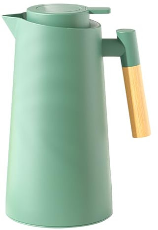 Glass Liner Thermo S Pot, 1000ml Elegant Coffee Container, Tabletop Drink Dispenser, Glass Lined Interior, Large Capacity, Easy-Pour Spout, Sturdy Material, 13.5x13.5x25cm, for Home Use