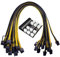 TWRQA Kit scheda breakout modulo di alimentazione, con 12 cavi di alimentazione da 17 pezzi, 18 AWG, 6 pin a 6+2 8 pin, per scheda video HP 1200 W 750 W PSU (rosso)