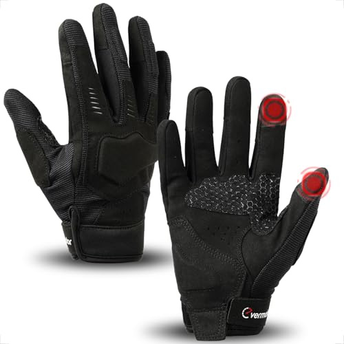 evermotor Motorradhandschuhe Herren Damen Sommer, Touchscreen, Schwarz