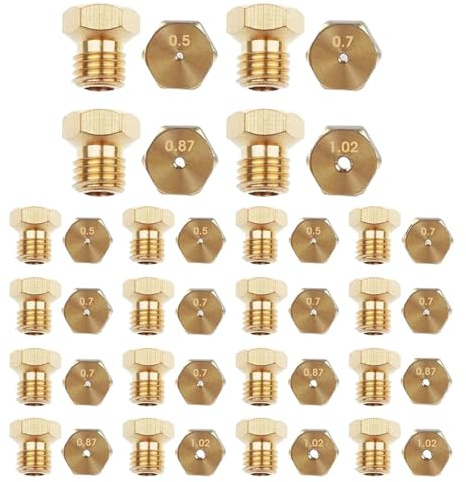 BCENG 20PCS Vergaser Düsen Messing Gasstrahldüsen Erdgas Kochfeld LPG Umrüstsatz Umbausatz Düsen Ersatzdüsen 4×0.5mm, 4×0.87mm, 4×1.02mm, 8×0.7mm für Gasherd Gasdüsen für Gasgrill