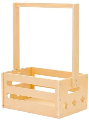 Piceioep Holz Aufbewahrungskiste mit langem Griff Baby Spielzeug Halter Kleidung Organizer Box Einfache Montage Kinder Tragbarer Korb Einfache Montage Baby Organizer