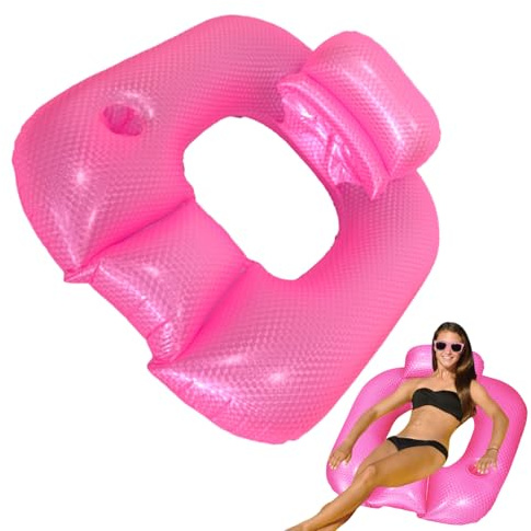Bkljkf Poolliege Schwimminsel - Aufblasbare Pool Liege Für Erwachsene,Mit Getränkehalter Und Armlehnen Für Pool, Fluss, See,