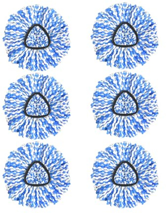 Spin Mop Replacement Head for O-Ceda RinseClean 2 Tank System, Microfiber Mop Refills, Easy to Replace, 6 Pack