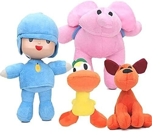 Lempefe Pocoyo Plüschtiere, Pocoyo Elly Pato Nina Sleepy Bird Loula Gefüllte weiche Puppen (4 Stück)