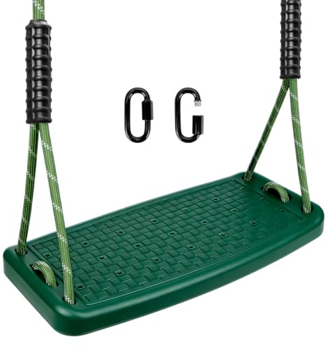 Dakzhou Schaukel Garden Schaukelsitz, Schaukel Set mit Verstellbarem Seil | 100kg Erwachsene Schaukel Outdoor mit 2 Karabinern für Spielplatz Garten Schaukel Kinderschaukel(Grün)