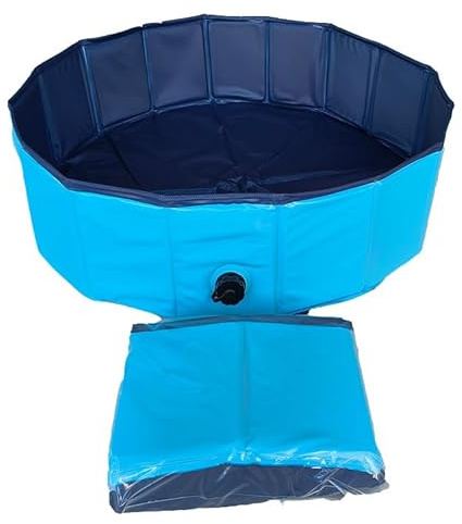 Dog Paddling Pool Foldable Summer 80 CM, Leakproof & Durable Hard Design, Pet Bath or Play Pool for Indoors, Outdoors, Garden, Patio