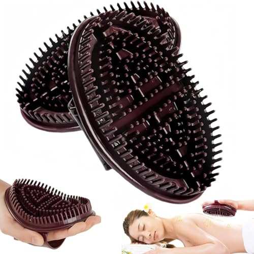 Meridian Bürste Massage Akupressur Kamm, Professionelles Körperschaben Massagegerät für Ganzkörperentspannung, Silikon Ergonomisches Massagegerät für Cellulite, ätherisches Öl Kamm, 2 Pack