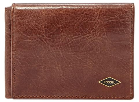 Fossil Brieftasche für Männer Ryan, Leder Trifold Dunkelbraun 10,16 cm L x 1,9 cm B x 8,3 cm H ML3733201