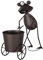 colourliving Dekofigur Frosch Solarleuchte Topf-Karre rund Blech metallic braun Gartendeko Blechfrosch