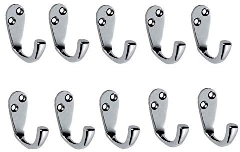 10 X Quality Chrome Plated Single Coat and Hat Robe Hook Bargain Hardware - Pack of 10 Hooks