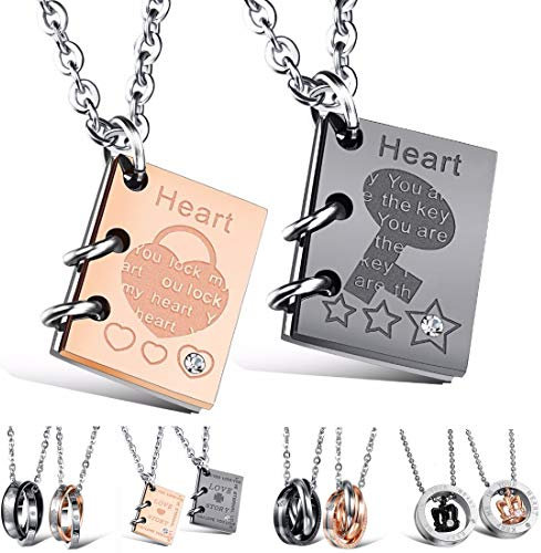 Kim Johanson Edelstahl Pärchen Halsketten *Verschiedene Motive & Farben* in Roségold, Gold & Silber Freundschaftskette, Geschenk, Glücksbringer, Schmuck, Kette inkl. Schmuckbeutel (Heart)
