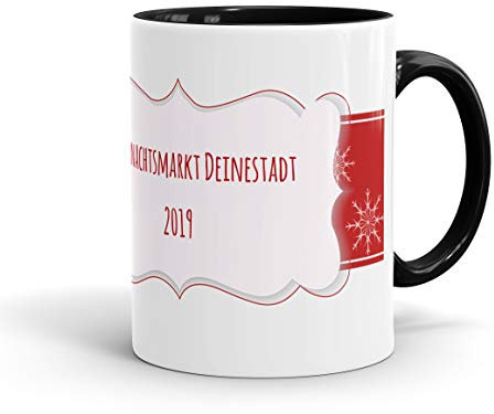 True Statements Glühweintassen Set personalisert mit Wunschtext 2zeilig - z.B. mit Weihnachtsmarkt Deinestadt und Jahr - Diverse Farben - Spülmaschinenbeständig (36 x schwarz)