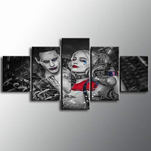 MIYCOLOR Leinwand Malerei Home Wandkunst 5 Stücke Joker Harley Quinn Poster HD Drucke Modulare Bilder für Wohnzimmer Dekoration, ungerahmt 20X35 20X45 20X55 cm