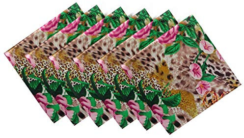 CaTaKu Leoparden-Servietten, Tigerblume, waschbar, wiederverwendbar, für Cocktail-Servietten, für Partys, Zuhause, Küche, Dekoration, 50,8 x 50,8 cm Casual 20 x 20 mehrfarbig