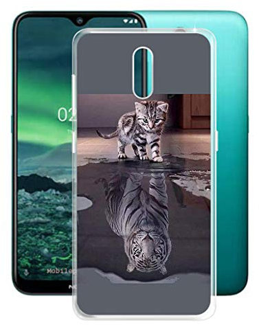 HHUAN Hülle für Nokia 2.3 Transparent Case Dünn Weiche Silikon Tiger und Katze Stoßfest Handyhülle Tasche Schale Bumper TPU Schutzhülle Cover für Nokia 2.3 (6.20)