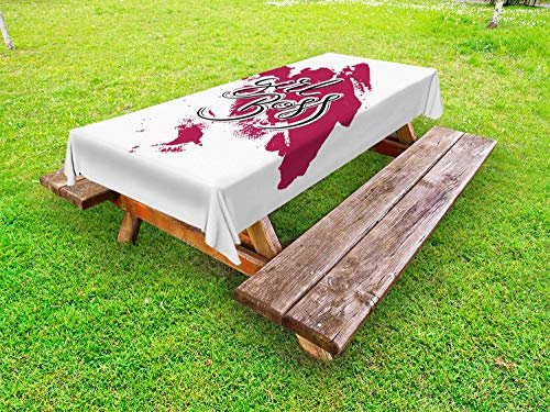 ABAKUHAUS Slogan Ragazza Tovaglia da Esterno, Formulazione sulla Vernice Stroke, Tovaglia da Picnic Lavabile Decorativa, 145 cm x 265 cm, Lampone Nero