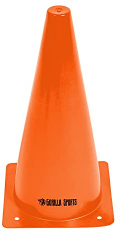 GORILLA SPORTS® Markierungskegel - 10 Stück Pylonen, 17 cm/23 cm/30 cm, Kunststoff, Gelb/Orange - Hütchen Set, Markierkegel, Verkehrshütchen, Markierungshütchen, Leitkegel, Trainingshilfen für Fußball