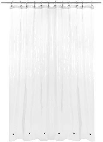 Barossa Design innerer Duschvorhang aus Kunststoff, mit 6 Magneten, wasserdichter PEVA-Duschvorhang für Badezimmer in Standardgröße, PVC-frei, Metallösen, transparent, 175,3 x 177,8 cm