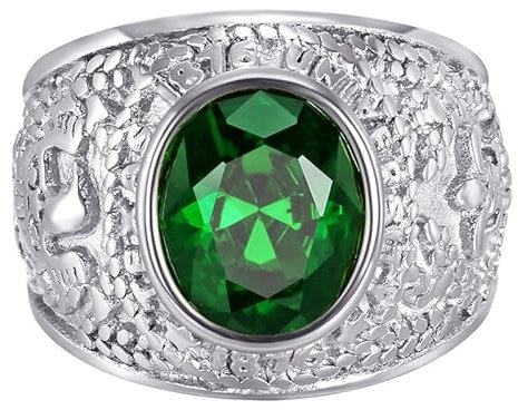 BOBIJOO Jewelry - Bague Chevalière Homme Université USA Fleur de Lys University Acier 316L Argenté - 56 (7 US), Vert - Acier inoxydable 316
