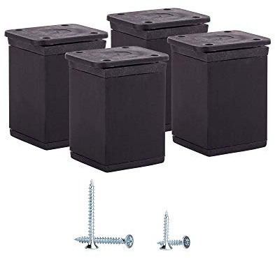 Lot de 4 Pieds de Meubles Modernes réglables en Hauteur - Profil Angulaire : 40 x 40 mm - Matériaux : Aluminium, Plastique - Vis incluses (4, Noir)