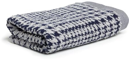 Möve Brooklyn Glencheck Handtuch 50 x 100 cm aus 85% Baumwolle / 10% Viskose / 5% Leinen, Nature/deep sea