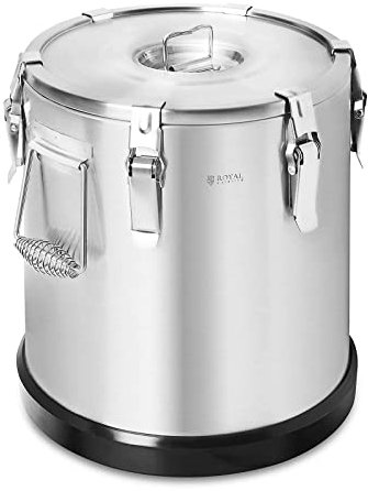 Royal Catering Contenedor Isotérmico Acero Inoxidable Termo Inox. RC-TFT2 (Capacidad: 22 L, Doble pared con aislamiento, Tapa con cierre tensor)