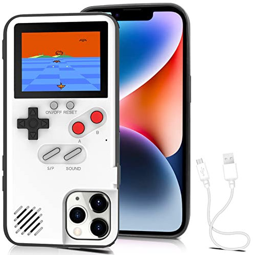 Chu9 Game Phone Case, 168 Built-in Small Video Games, White, Compatible with iPhone 13, 13 Pro