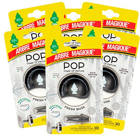 Arbre Magique POP, parfum auto solide, parfum frais musc, parfum doux et frais, durée jusqu'à 30 jours, design italien, lot de 6 pièces