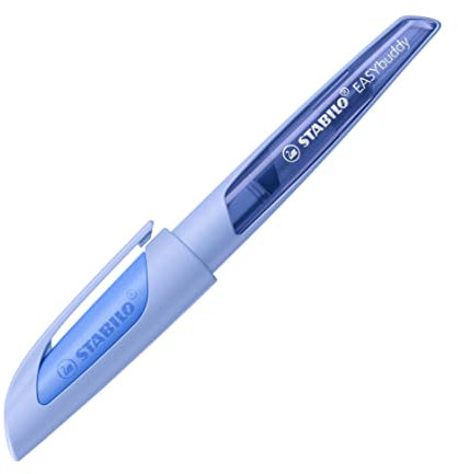 STABILO - Schulfüller mit Linkshänder-Feder L - EASYbuddy Pastel in Wolkenblau - Schreibfarbe blau (löschbar) - Einzelstift - inklusive Patrone