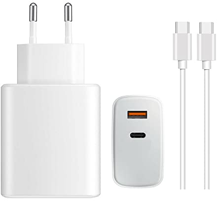 Dualport High-Speed Ladegerät 65W USB C + 18W USB-A PPS,Power Delivery & GaN mit 1,5 m USB Typ C Ladekabel USB-C Adapter Samsung Galaxy S25 S25 Ultra S24 S23, für iPhone 16 15, Google Pixel 9 8 7