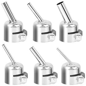 6Pcs Heißluftpistole Düse, Heißluftpistolendüse, Schräge Düse für Heißluftpistole, Aluminiumlegierung Heißluftpistolen Düsen für 850 850A 852 852D 852D+ 950 Heißluft Lötstation (3-10mm)