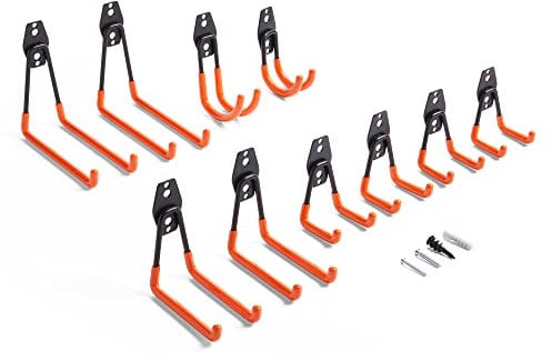 VonHaus Crochet Mural pour Garage - Crochets à Outils Muraux pour Rangement Atelier - Porte Outils Mural Robustes pour Suspendre des Outils Électriques, Échelles - Lot de 10 en 5 Tailles