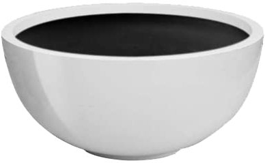 Primrose Garden Outdoor Fibreglass High Gloss White Low Bowl Planter 72cm (28.3in)