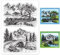 GLOBLELAND Ländliche Landschaft Klare Briefmarken für DIY Scrapbooking Dekor Brücke Bergbaum Fluss Waldhütte Transparente Silikonstempel für die Herstellung von Karten Fotoalbum Dekoration