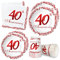 APOWBLS 40th Anniversary Plates And Cups Party Supplies - 40th Wedding Anniversary Decorations Dinnerware, Dinner Plate, Dessert Plates, Cups, Napkins, Ruby 40 Year Anniversary Decorations | Serve 24