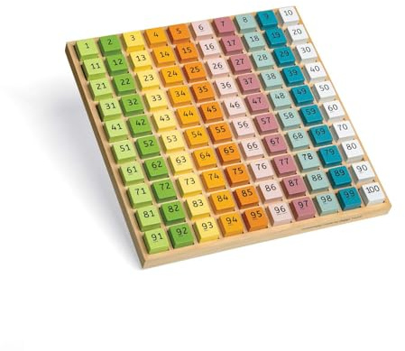 Bigjigs Toys FSC Certified Wooden Number Counting Tray 100 Piece Maths Game | 100 Piece Eco Friendly Maths Game, Montessori Educational Resource for Teachers & Children