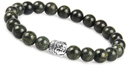 GD GOOD.designs Buddha Armband für Damen und Herren I Perlenarmband mit echten 8mm Jade Perlen I Grünes Kugelarmband