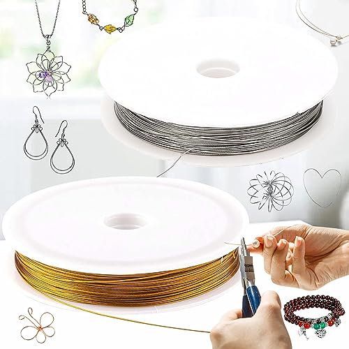 Brateuanoii 2 Rotoli Filo Per Gioielli, 35 m x 0,3 mm Filo Per Arte Artigianale In Metallo Morbido Fai-Da-Te, Filo Di Perline In Acciaio Inossidabile, Per Artigianato, Creazione Di Gioielli Fai Da Te