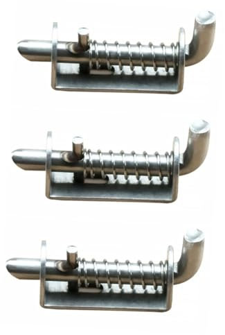 Housoutil Sprung Bolt Latch Bird Stainless Steel Bolts 3 Pcs Thickened Latch Gate Latches Cage Spring Stainless Steel Bolt Spring Bolt Safety Door Lock Pet Cage Heavy Dog Cage