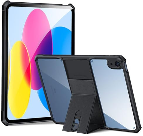 TECHGEAR Coque rigide pour Apple iPad Air 11 2025/2024, Air 11 (iPad Air 2020 4{^>e<^} / 2022 5e génération) - Coque hybride fine et robuste avec support - Protection arrière transparente