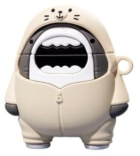 LICHENGTAI Kompatibel mit AirPods 1/2 Hülle Cartoon Lustiges Kawaii Hai Silikonhülle Weiche Stoßfeste Silikon Case Ultradünn TPU Schutzhülle für Mädchen Jungen Kinder Herren