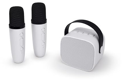 Bigben Party Portable Bluetooth Karaoke Set with 2 Mics - White