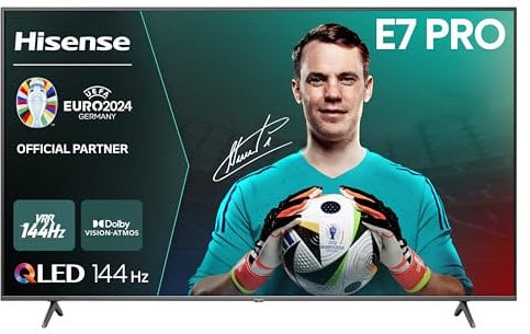 Hisense 55E7NQ Pro - QLED Gaming TV, 55 Pulgadas Televisor, VRR 144Hz HSR 240 fps, AMD Freesync Premium Pro, Barra de Juegos, Solución HDR Total, Dolby Vision IQ & Dolby Atmos (Nuevo 2024)