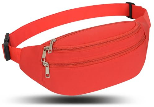 Bauchtasche Gürteltasche Hüfttasche Sport Damen Herren Wasserdicht Bauchtasche Doggy Bag Outdoor Groß Handytasche Umhängetasche Camping Wandern Fitness Fahrrad Running (Rot)