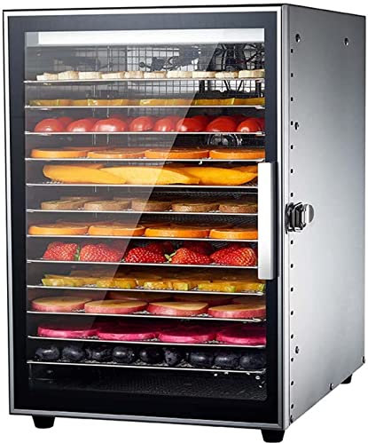 Macchina per disidratatore alimentare commerciale | 12 vassoi in acciaio inossidabile | Timer 24 ore e controllo della temperatura 20-90°C, controllo della temperatura | Essiccatore per carne ess