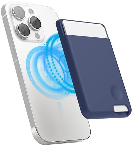 elago Magnetic Wallet Card Holder 2-Cards Compatible with MagSafe Compatible with iPhone 16,15,14,13,12 Series - Secure Phone Wallet, Long Last Silicone, Scratch and Damage Protection (Jean Indigo)