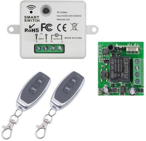 Interruptor de control remoto inalámbrico, interruptor de luz remoto RF de AC 85V 110 V 220V con 2 transmisores, interruptores de relé de palanca de control remoto de 85V-240V (85V-240V/ 2* Control)
