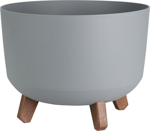 Muddy Hands Decorative Plant Pot with Legs Indoor Home Outdoor Garden Round Flower Planter Stand Holder Cover (Grey, Ø 29cm)