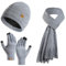 Enwokran Wintermütze Touchscreen Handschuhe Lang Schal Set Unisex Beanie Mütze Fleece Warme Haube Winterschal Kaschmir Strickmütze Strickschal mit Fleece Gefütterte Thermo Handschuhe (Grau)