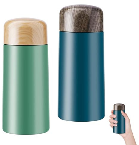 HaoHanEup 2 Colors Small Flask for Milk Coffee Tea, Small Water Bottle of 304 Stainless Steel, Portable Insulated Bottles for School, Travel, Work, Girls Boys Kids Adults Gift